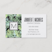 ジャングルの花柄|名前の追加 名刺 (正面)