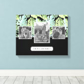 ジャングルの花柄 |家族の写真と文字 キャンバスプリント (インサイチュ (ウッドフロア))
