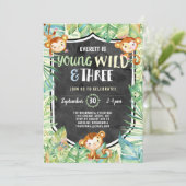 ジャングルの若い野生と3歳の誕生日パーティー 招待状 (スタンド正面)