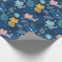ジャングルの葉が青いかわいいヒョウ