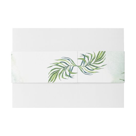 ジャングルの葉のエキゾチックな緑の水色 招待状ベリーバンド (裏面例)