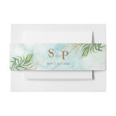 ジャングルの葉のエキゾチックな緑の水色 招待状ベリーバンド (正面例)