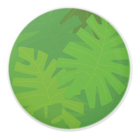 ジャングルの葉のモチーフ セラミックノブ (正面)