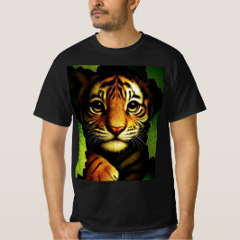 ジャングルの葉の中の勇敢なトラの子 | メンズTシャツ Tシャツ