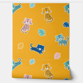 ジャングルの葉をつけた可愛いヒョウ 壁紙