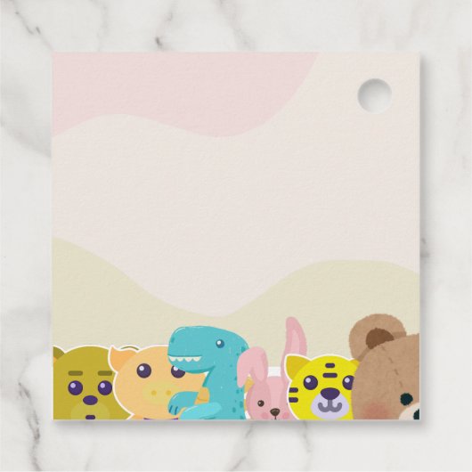 ジャングルの葉をテーマにしたサルの柔らかいおもちゃのベビーシャワー フェイバータグ (裏面)