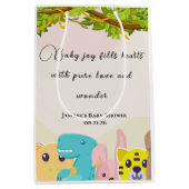 ジャングルの葉をテーマにしたサルの柔らかいおもちゃのベビーシャワー ミディアムペーパーバッグ (正面)