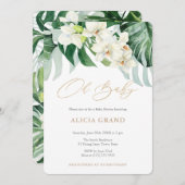 ジャングルの葉男女兼用赤ちゃんシャワーパーティー 招待状 (正面/裏面)