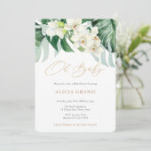 ジャングルの葉男女兼用赤ちゃんシャワーパーティー 招待状 (スタンド正面)