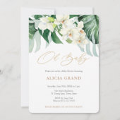 ジャングルの葉男女兼用赤ちゃんシャワーパーティー 招待状 (正面)