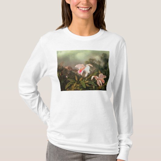 ジャングルの蘭およびハチドリ1872年 Tシャツ (正面)