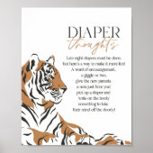 ジャングルの虎の赤ん坊のシャワー晩夜用考えおむつ ポスター (正面)