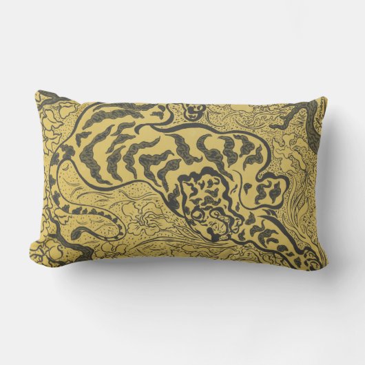 ジャングルの虎(野生動物)(ポール・ランソン著) ランバークッション (正面)