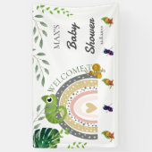 ジャングルの虹の赤ちゃんシャワーへようこそ 横断幕 (縦)