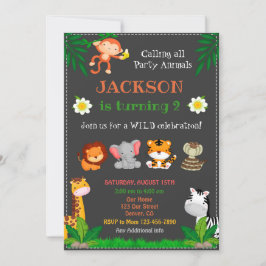 ジャングルの誕生日の招待パーティー動物招待状 招待状
