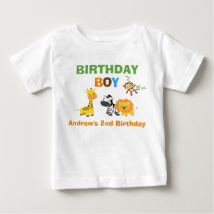 ジャングルの誕生日のTシャツの幼児のベビーの子供のサファリ ベビーTシャツ