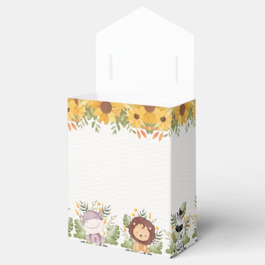 ジャングルの誕生日パーティーでかわいい野生動物 フェイバーボックス (オープン)