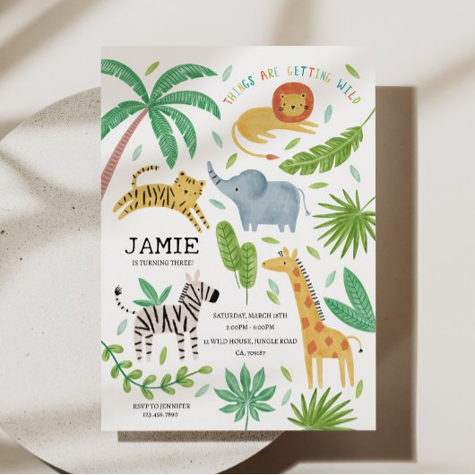 ジャングルの誕生日パーティーへの招待 招待状