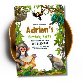 ジャングルの誕生日招待状 サファリ動物の誕生日 招待状