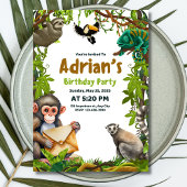 ジャングルの誕生日招待状 サファリ動物の誕生日 招待状
