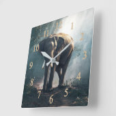 ジャングルの象 スクエア壁時計 (傾斜)