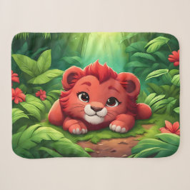 ジャングルの赤い獅子の子 シェルパブランケット