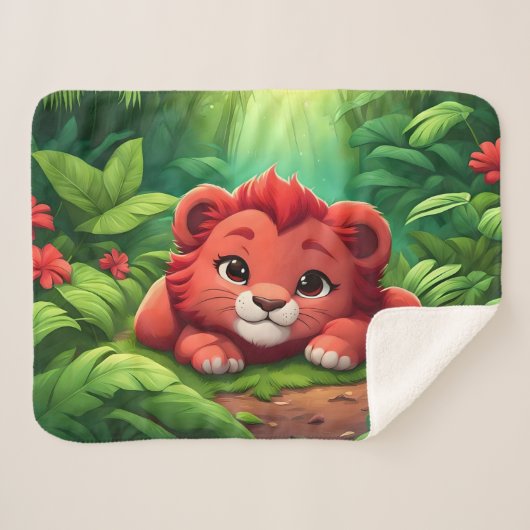ジャングルの赤い獅子の子 シェルパブランケット (正面(横))