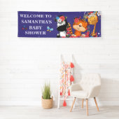 ジャングルの赤ちゃんがかわいい赤ちゃんの動物を紫のサファリにシャワー 横断幕 (インサイチュ)