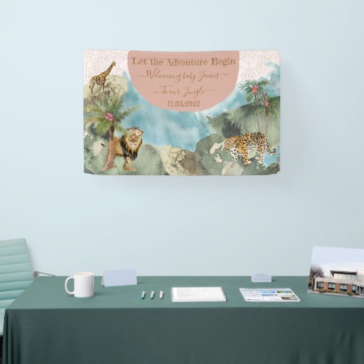 ジャングルの赤ちゃんシャワーのバナーへようこそ 横断幕 (トレードショー)