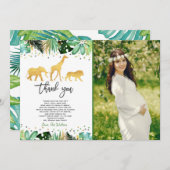 ジャングルの赤ちゃんシャワーサンキューカードジャングルシャワー サンキューカード (正面/裏面)