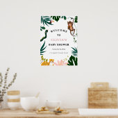 ジャングルの赤ちゃんシャワー歓迎サイン ポスター (キッチン)