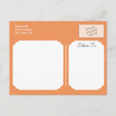 ジャングルの赤ちゃんシャワー;オレンジと白シェブロン インビテーションポストカード (裏面)