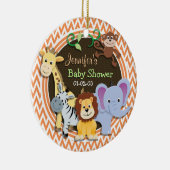 ジャングルの赤ちゃんシャワー;オレンジと白シェブロン セラミックオーナメント (右)