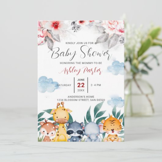 ジャングルの赤ん坊の動物 招待状 (スタンド正面)