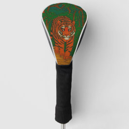 ジャングルの道を行く七宝焼のトラ ゴルフヘッドカバー