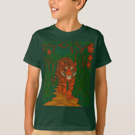 ジャングルの道を行く七宝焼の虎 Tシャツ