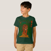 ジャングルの道を行く七宝焼の虎 Tシャツ (正面フル)