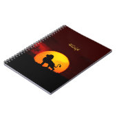 ジャングルの野生のライオン、日の出&書道 ノートブック (左側)