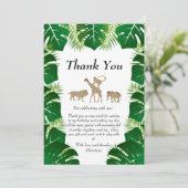 ジャングルの野生の1歳の誕生日動物ありがとう サンキューカード (スタンド正面)