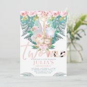 ジャングルの野生動物の誕生日キュート 招待状 (スタンド正面)