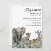 ジャングルの野生動物 ワイルドバースデーサファリパーティー 招待状 (正面)
