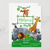 ジャングルの野生動物 ワイルド ワン 招待状 (正面/裏面)