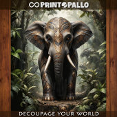 ジャングルの黄金の衣装を着た神聖な象 –  薄葉紙