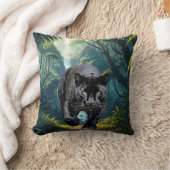 ジャングルの黒いヒョウ クッション (ブランケット)