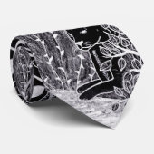 ジャングルの黒ヒョウ – 鉛筆スケッチ ネクタイ (ロール)