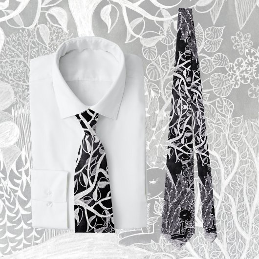 ジャングルの黒ヒョウ – 鉛筆スケッチ ネクタイ