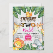 ジャングルの2番目の誕生日の招待ガールサファリ動物園2 招待状 (正面)