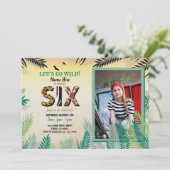 ジャングルの6歳の誕生日パーティー6のサファリ動物園の写真 招待状 (スタンド正面)