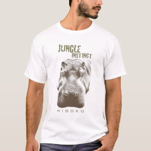 ジャングルのInstinct™_Kiboko_hippo 2の調子の茶色 Tシャツ
