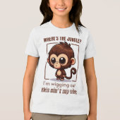 ジャングルはどこだ?ふわふわを外に出ている トライブレンドTシャツ (正面)